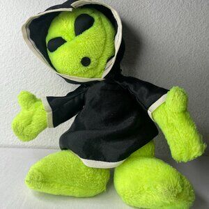 Vintage 90’s Plush Toy Believe the Alien 15" Black Cape Neon Green 1996 Nancy